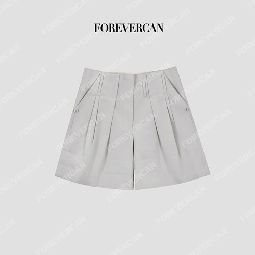 Forevercan女装“自在如风”立裁无腰头打褶可调节卷边短裤