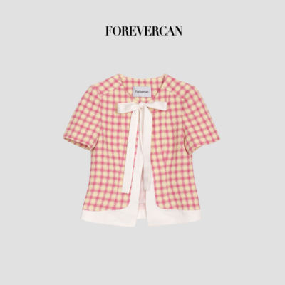 CAN夏季新款气质设计感短袖开衫