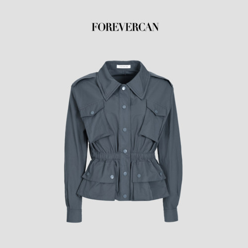 CAN女装新款做旧复古工装夹克女