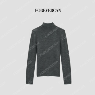 摩登灰调丝光羊毛高领修身 针织打底毛衣 2025新款 Forevercan女装