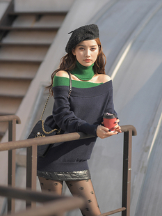 简约设计外穿毛衣女宽松显瘦气质百搭套头上衣 新品 CAN冬季