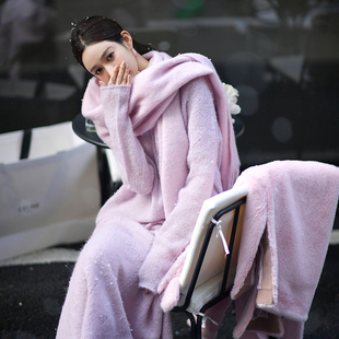 进口定制超幼Mohair慵懒毛衣套装 女 懒懒腮 Forevercan2024秋冬