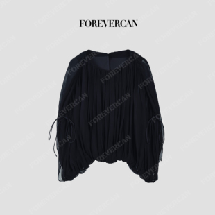Forevercan女装“夜的第七章”100人丝立体剪裁拉丝肌理感上衣
