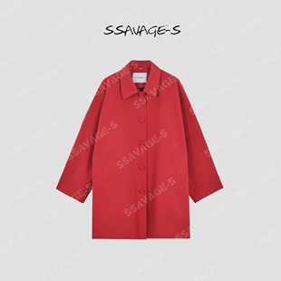 SSAVAGE“梅菲尔”鹅绒服立裁茧型宽松风衣外套
