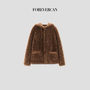Forevercan“波多黎各”客订进口麂皮羊毛双面可穿连帽外套