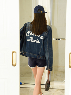休闲短款 时尚 蓝色牛仔外套女百搭印花上衣ins潮 新款 CAN秋季