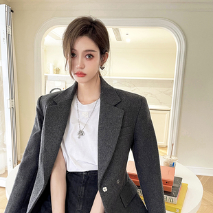 外套休闲通勤中长款 CAN秋季 西装 高级感小个子开衫 西服 新款