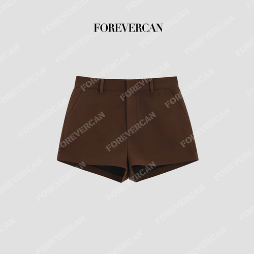 Forevercan女装“焦糖日常”极简高腰宽松短裤