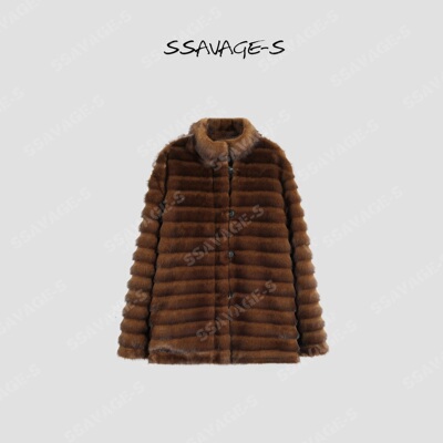 SSAVAGE仿貂毛双面穿环保皮草