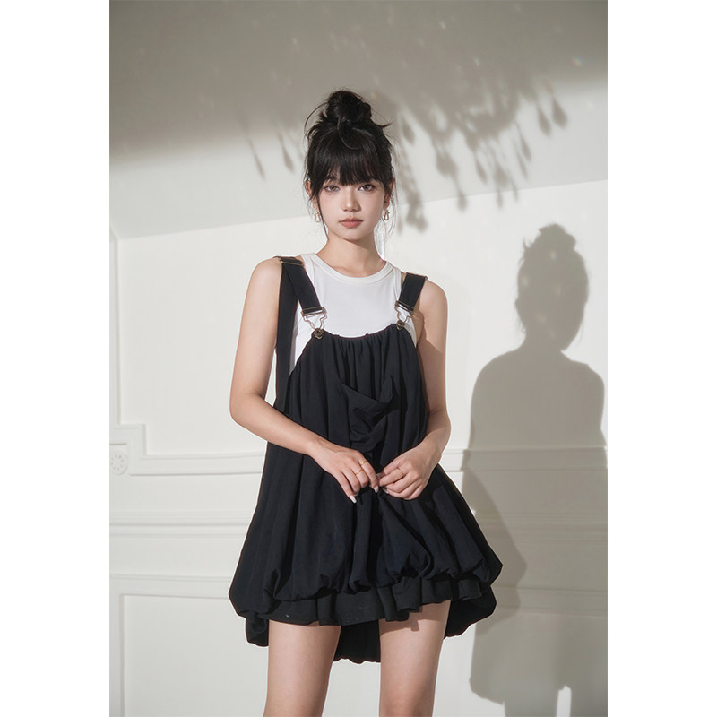 CAN夏季新款名媛风吊带连衣裙女