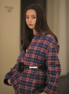 can冬季时尚格纹棉服宽松