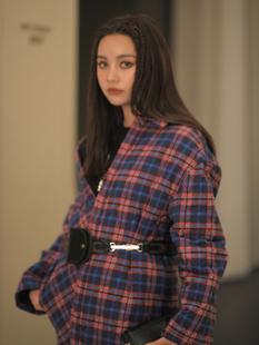 复古格纹棉服宽松保暖加厚欧美流行外套女 时尚 CAN冬季 新款