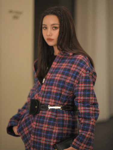 can冬季时尚格纹棉服宽松