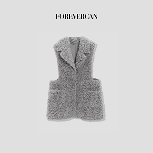 Forevercan女装秋冬新款“哥斯达黎加”客订环保草草坎肩马甲大衣