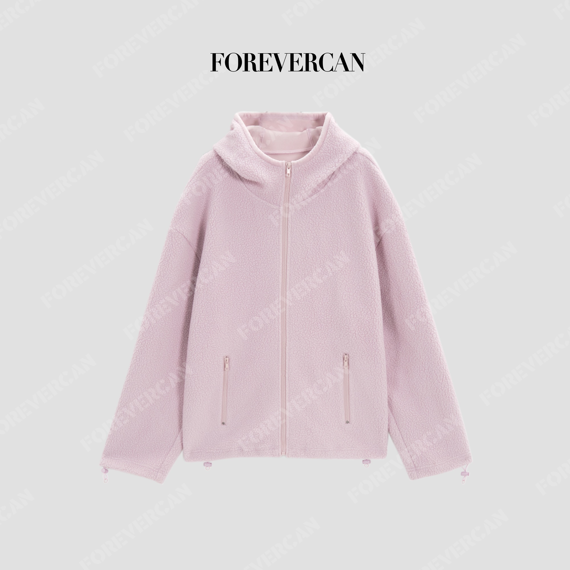 CAN秋季新款高领连帽卫衣夹克