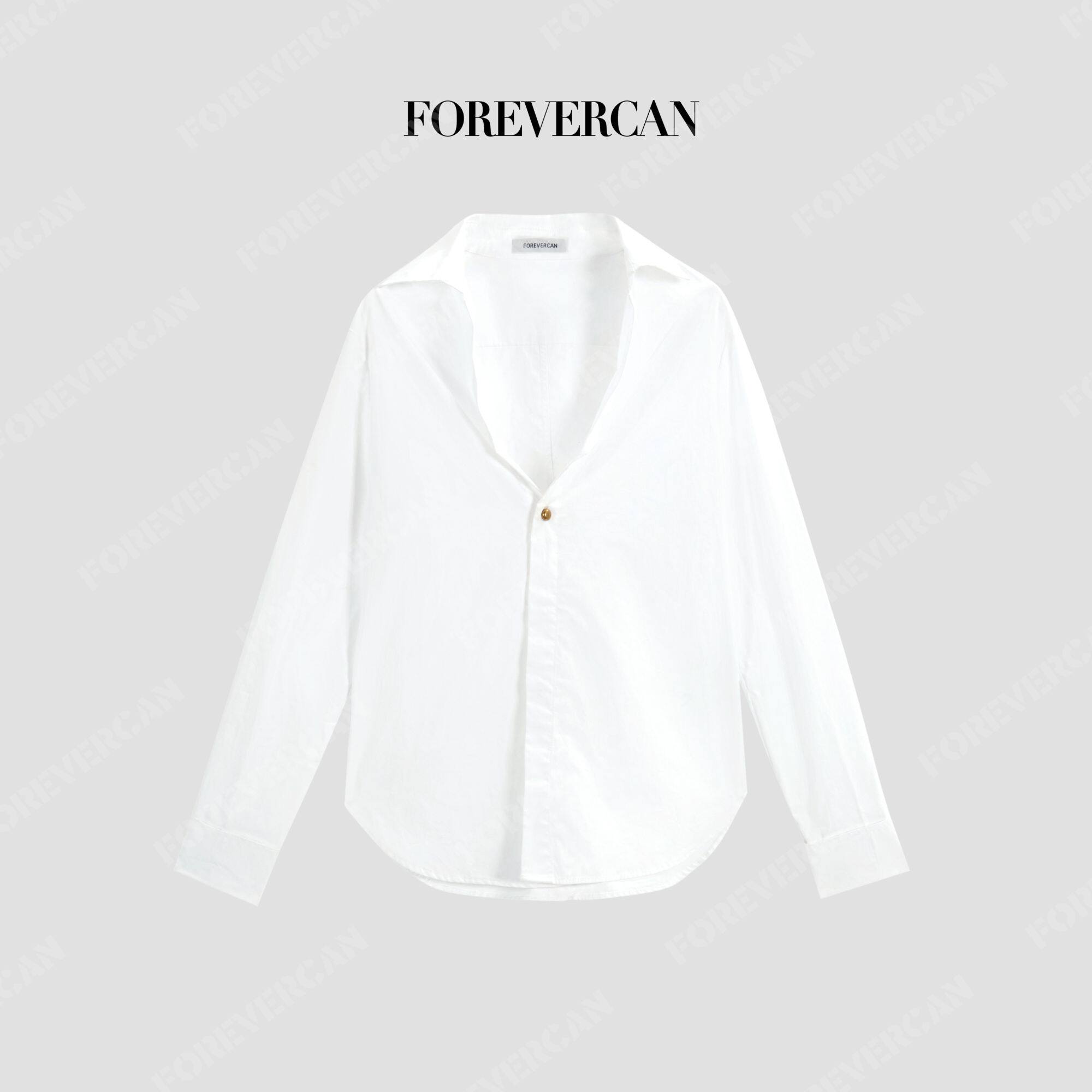 Forevercan女装2025新款留白叙事简约长期主义一粒扣女主角白衬衫,女装/女士精品,衬衫,淘宝优惠券,粉丝福利购,淘宝优惠卷
