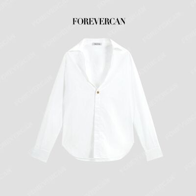 CAN冬季新款简约一粒扣白衬衫