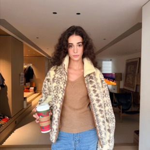 Forevercan女装2025新款达夫尔Vintage毛绒感费尔岛立领廓形外套