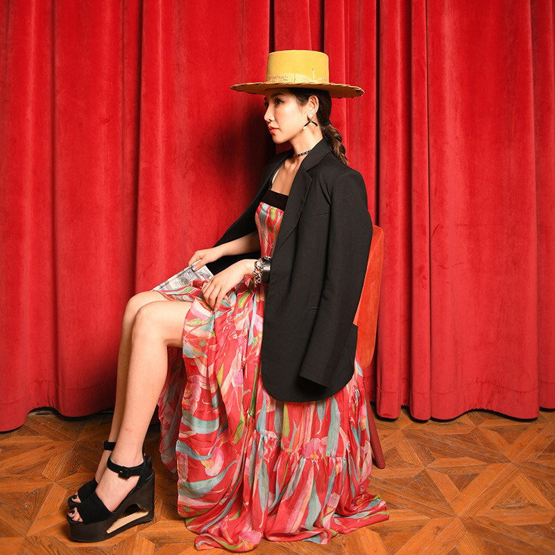 CAN夏季新款 欧美风印花无袖连衣裙女时尚高腰修身中长款裙子,女装/女士精品,连衣裙,淘宝优惠券,粉丝福利购,淘宝优惠卷