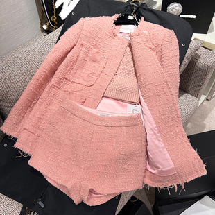 Forevercan2022秋冬新款高奢定制特种纱线粗花呢小香风名媛套装女