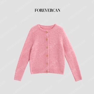 Forevercan女装2026新款珊瑚海意大利圈圈纱软糯针织毛衣开衫