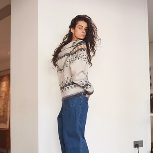 复古费尔岛连帽针织开衫 CAN 雪国历险记 外套