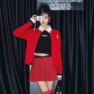 Forevercan女装2023秋冬新款高级感气质名媛时尚百搭羊毛针织开衫