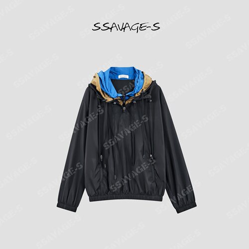 SSAVAGE运动三层撞色连帽外套