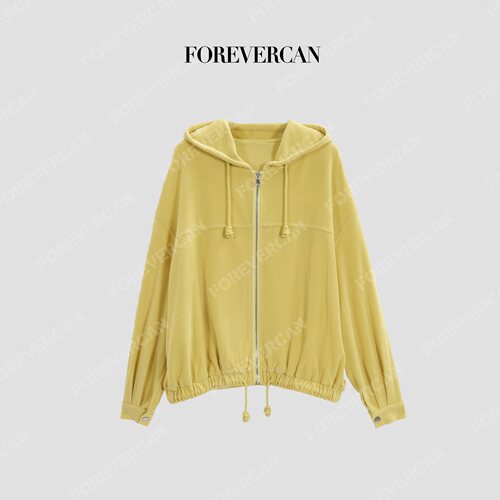 Forevercan女装“轻氧少女”客订圈圈绒多巴胺抽绳连帽卫衣