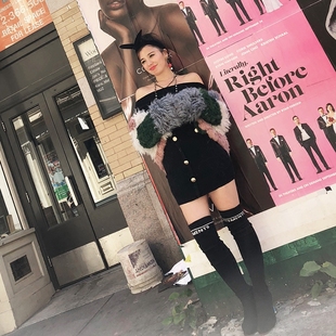 背心裙子一字领连衣裙女 针织弹力无袖 CAN秋冬新品 帅气修身