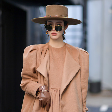 Forevercan2022冬拉格斐小姐1020g双面羊毛呢外套+夹棉内胆连衣裙