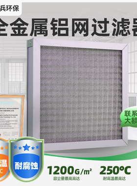 联兵环保全金属铝网前置过滤器过滤网初效g3g4耐高温耐酸碱可清洗