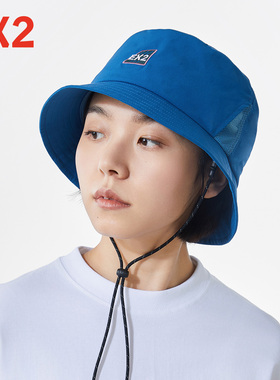 EX2伊海诗户外渔夫帽男女款可折叠遮阳帽透气蓝色盆帽防晒367117