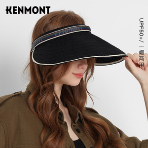 Kenmont卡蒙发箍帽女春夏防晒帽黑色空顶帽时尚遮阳帽太阳帽大檐