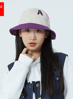 EX2伊海诗日系渔夫帽女春秋可爱个性盆帽遮阳帽露营帽刺绣太阳帽