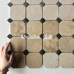 美舍 复古做旧米黄洞石卫生间工装仿古地砖马赛克背景墙砖300x300