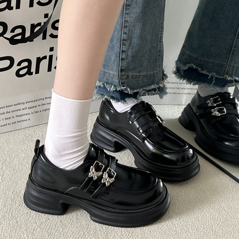 黑色玛丽珍鞋英伦风厚底jk小皮鞋