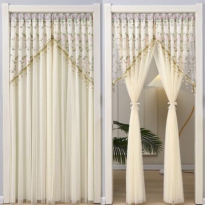 透光不透人纱帘法式覆古蕾丝门帘隔断窗免打孔遮挡帘装饰挂帘防蚊