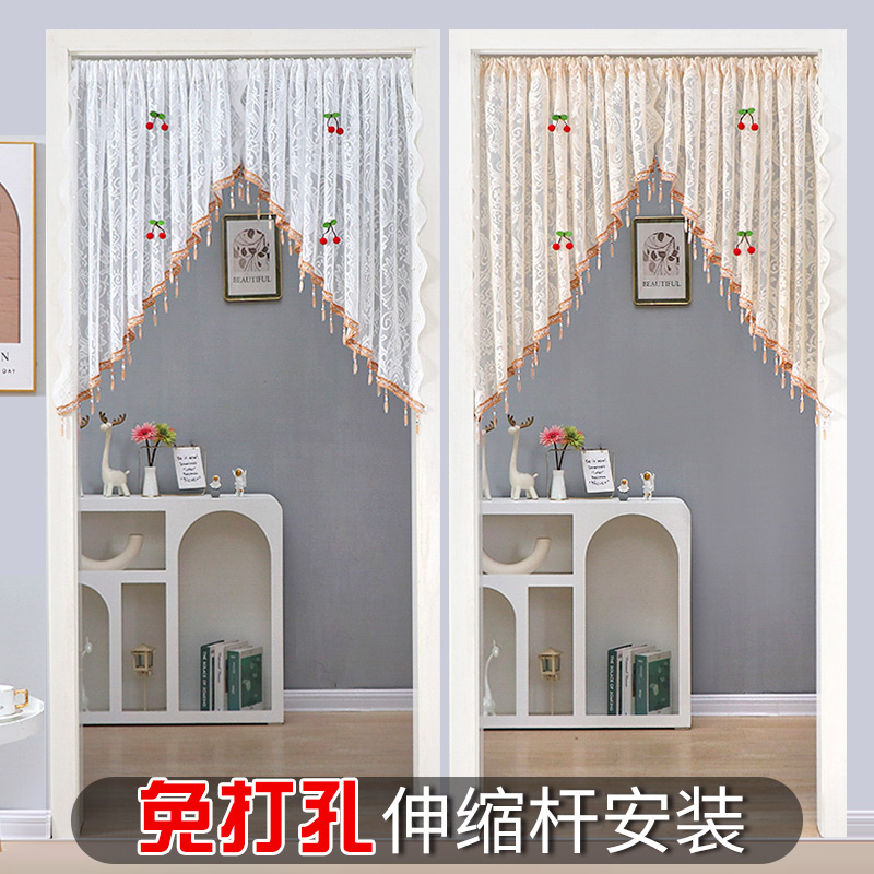 法式蕾丝门帘隔断拱形厨房短帘
