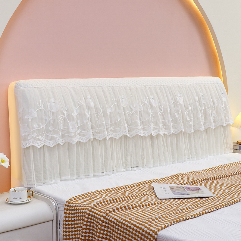 加厚蕾丝刺绣床头罩全包防尘装饰