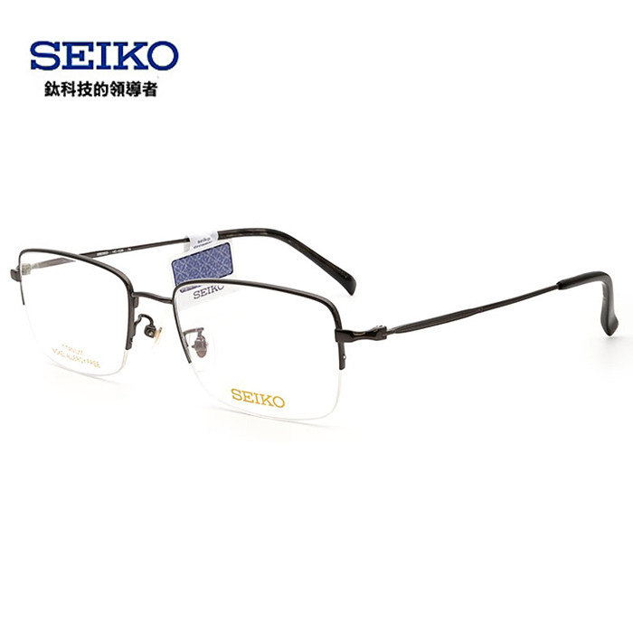 新款商务休闲男士大脸型超轻钛材半框近视眼镜框架精工HC1038