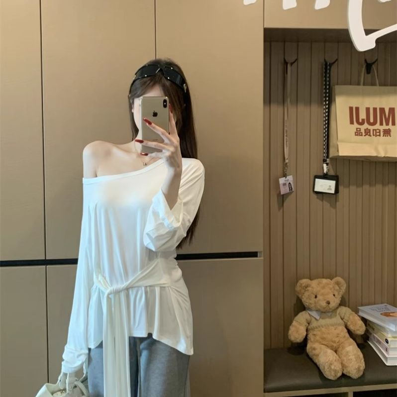 白色绑带慵懒罩衫女夏季新款