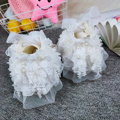 春夏秋手工蕾丝白色内增高帆布鞋
