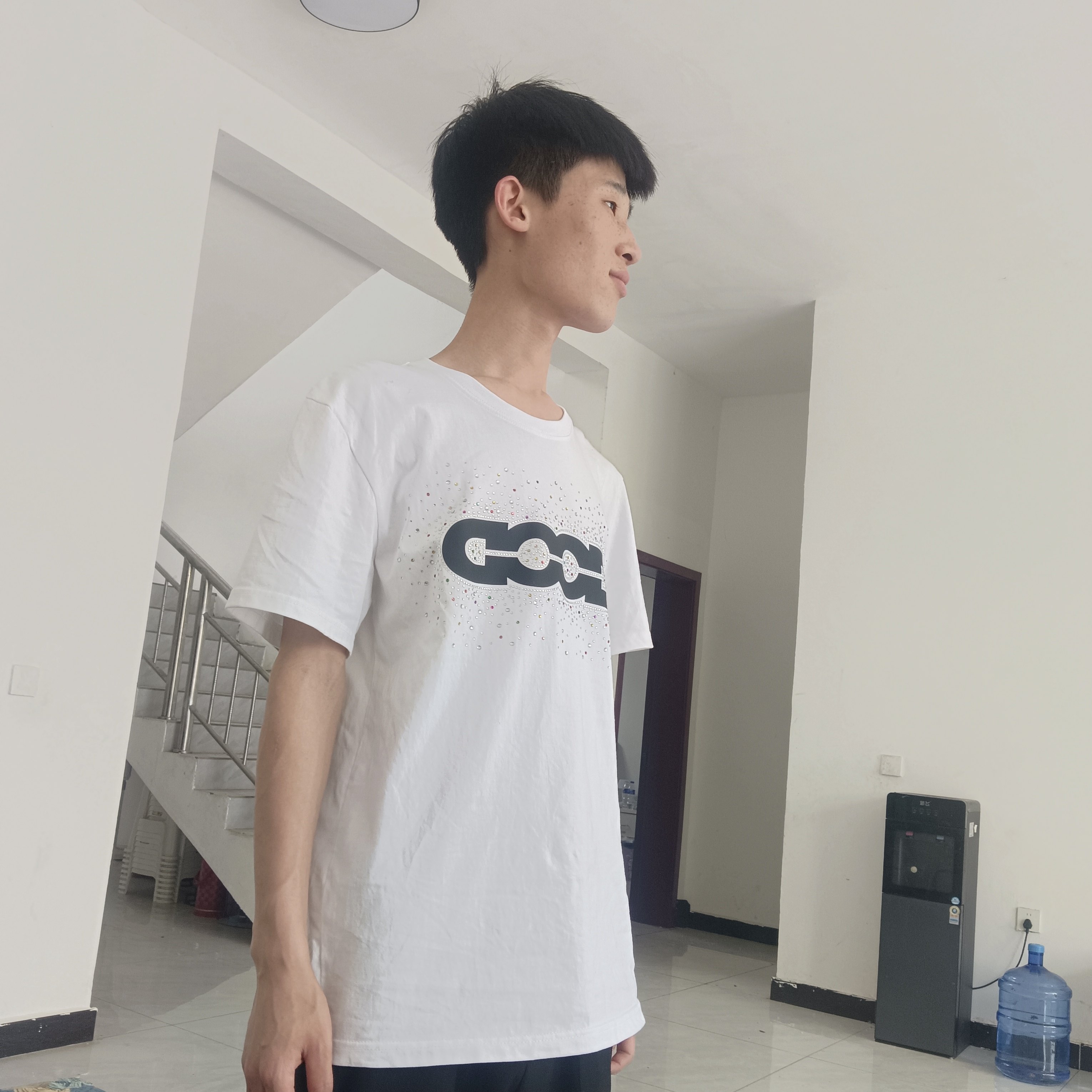 100%纯棉GOOD假日缤纷糖果宝石烫钻硅胶时尚高级感宽松短袖t恤夏