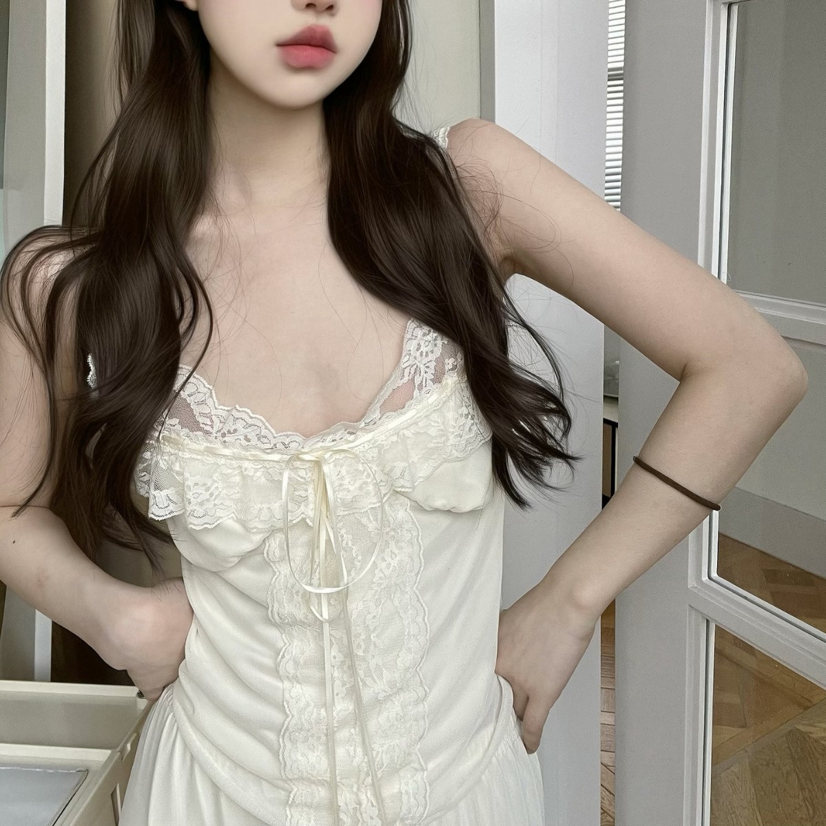 法式蕾丝网纱家居服睡袍 French Lace Mesh Womens Lounge Robe