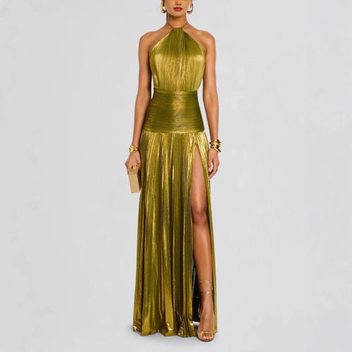 修身高腰开叉长款礼服女Chic Slim Fit Long Dress Women Evening