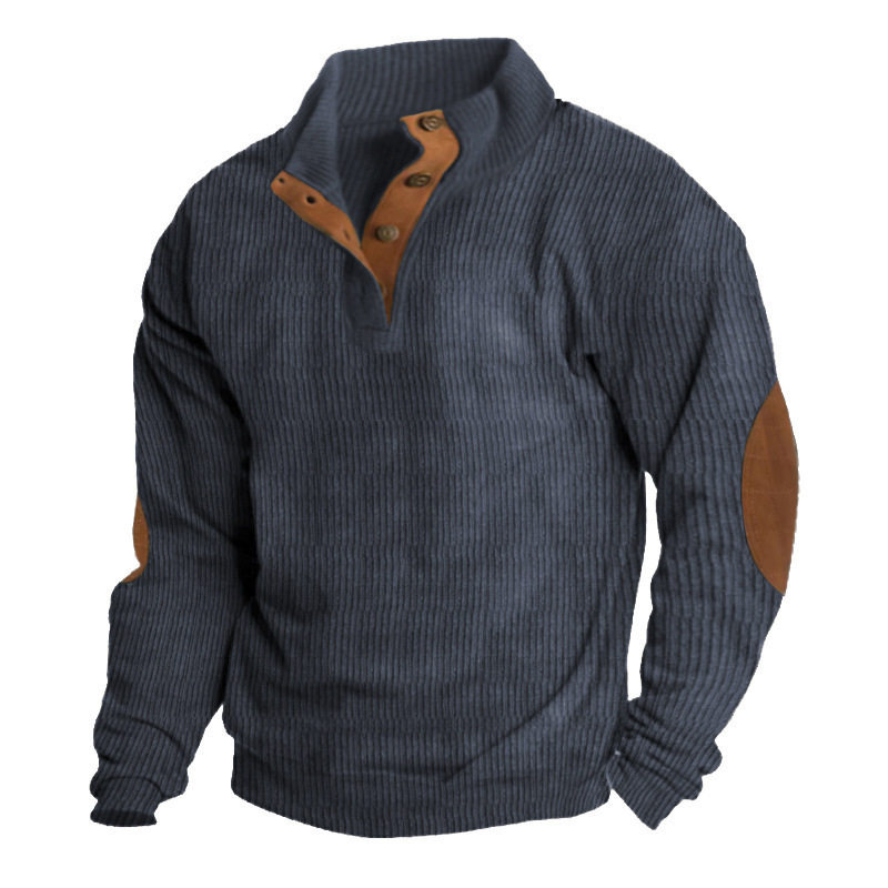 韩版深灰色卫衣男长袖立领秋冬休闲商务外出穿搭百搭Knitwear Men