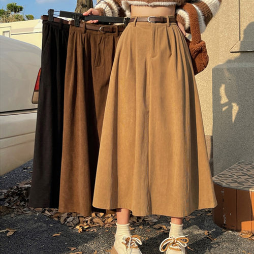 黑色高腰通勤女半身裙 Black Dark Brown Tan Midi Women S Skirt