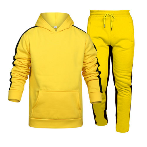男休闲落肩拼接卫衣套装 Mens Casual Loose Paneled Hoodie Set