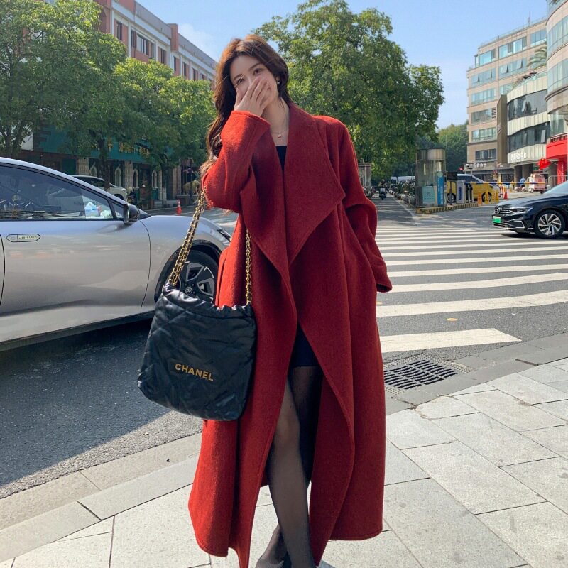 大码女秋冬韩版显瘦过膝毛衣开衫